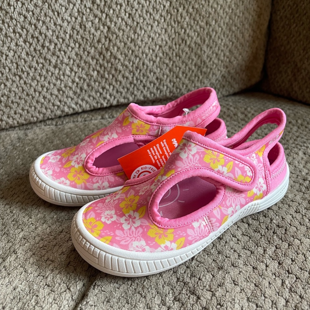 Oomphies Pink and Yellow Floral Kids Sandals - Picture 2 of 5